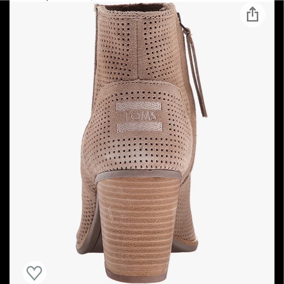 TOMS Majorca Perforated Suede Peep Toe Bootie - Picture 4 of 9